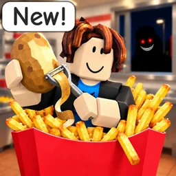 Official Sell Fries icon with a Roblox character, potato and fry carton